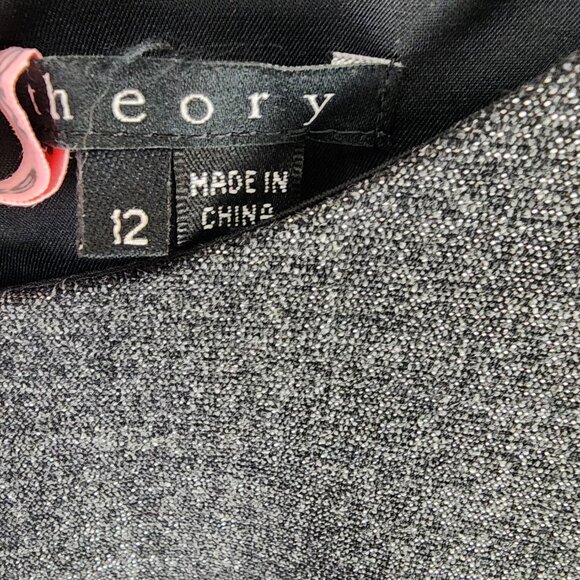 Theory Gray Wool Blend Belted Sheath Dress - Picture 8 of 10